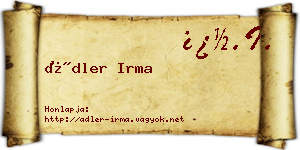 Ádler Irma névjegykártya