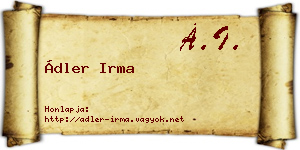 Ádler Irma névjegykártya